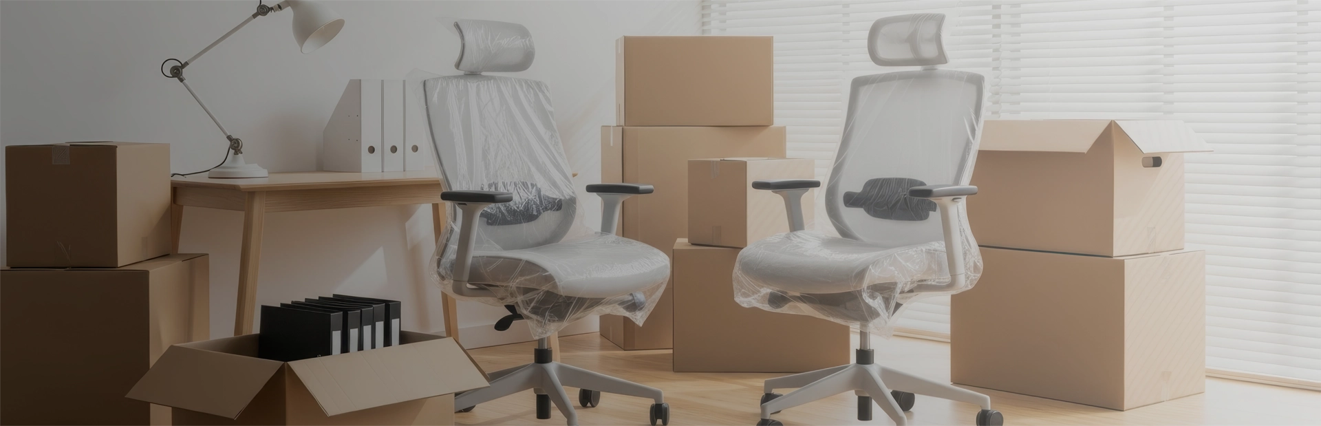 Chairs packed and ready to be delivered